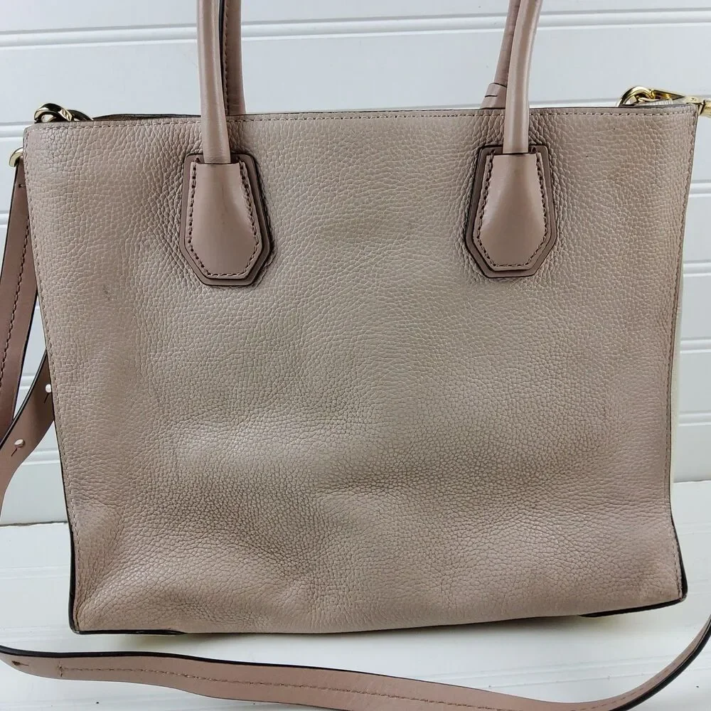 Michael Kors MK Pebbled Leather Satchel Crossbody Shoulder Handbag Purse